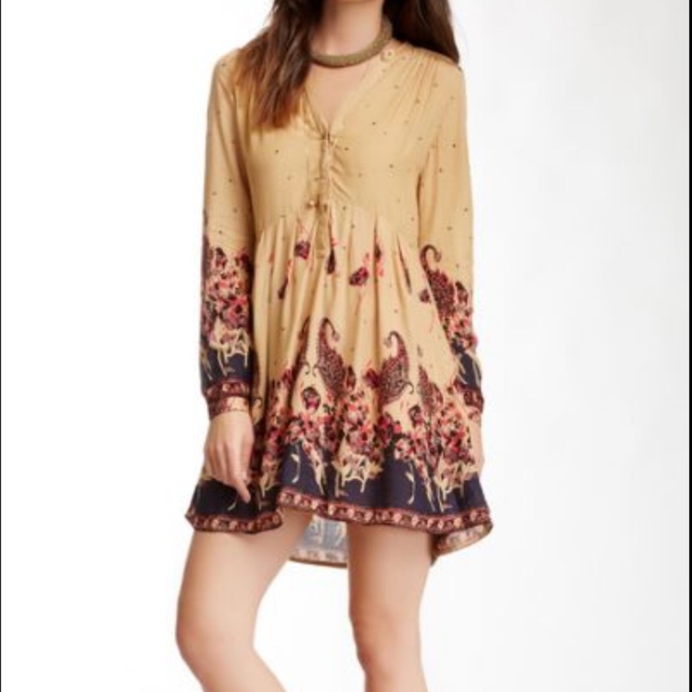 FREE PEOPLE ‼️ Gold/Tan Combo Flowy Dress - Size M